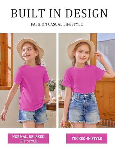 Image of Girls Short Sleeve T Shirts Kids Summer Tops Crewneck Tees 5-14 Years