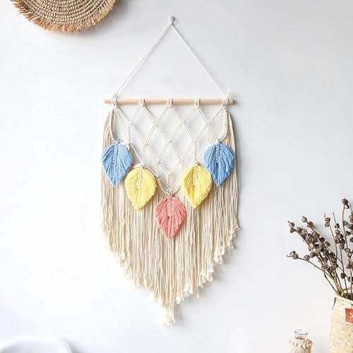 Image of Macrame Woven Wall Hanging Small Decor Boho Chic Bohemian Home Geometric Art Decor,(Size - W -16 in X H-24 in).