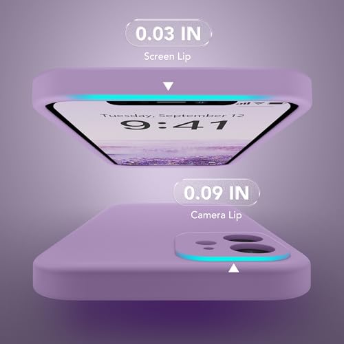Image of Magnetic for iPhone 12 Case, Compatible with MagSafe, [Full Camera Protection][Screen Protector] Silicone Shockproof Protective Phone Case for iPhone 12 6.1 inch, Light Purple