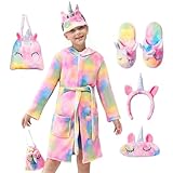 JOYIN Kids Robes for Girls, Hooded Pink Toddler Bathrobe Set, Girls Christmas Pajamas