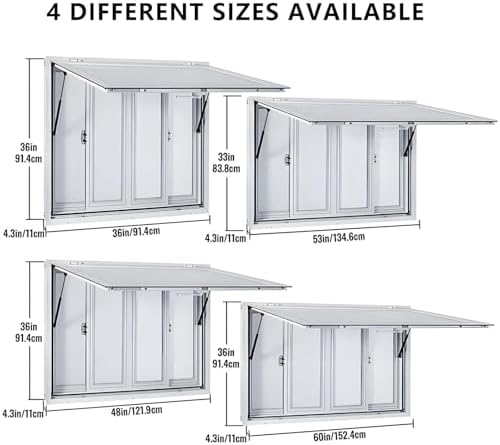 85° Aluminum Alloy Food Truck Service Window, Concessions Window for Trailers & Stands, 36x48in Durable Opening Door for Food Truck Business, Efficient Access