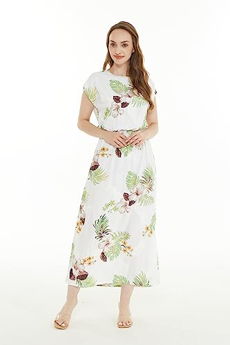 Image of Hawaii Hangover Women's Hawaiian Cap Sleeve Maxi Dress Signature Prints