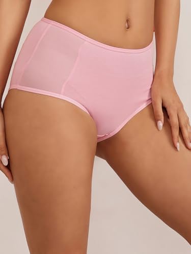 Image of Clovia Women's Cotton High Waist Hipster Panty with Powernet Panels