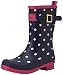 Joules Women's Molly Welly Rain Boot, Navy Spot White, 8 M US