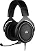 Corsair HS50 PRO Stereo Casque de Gaming Mousse à mémoire ajustables Oreillettes, Unidirectionnel Antibruit amovible Microphone avec PC, PS4, Xbox One, Switch et appareils mobiles Compatibilité