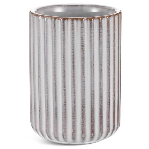 300ml Ceramic Coffee Mug, Japanese Vintage Stripe Milk Cup Without Handle, Retro Porcelain Water Tumbler for Tea Coffee Milk