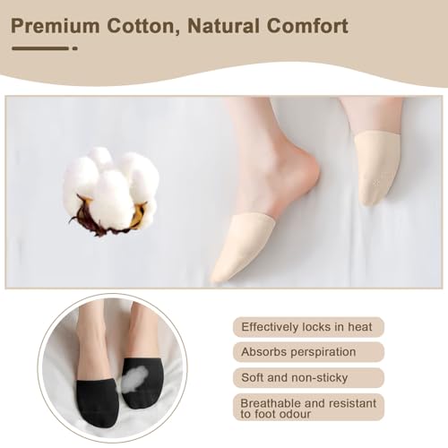 Image of 8 Pairs Half Socks for Women, No Show Toe Topper Socks Women, Toe Topper Socks Women, No Show Toe Covers, Non-Skid Socks Women with Grip. Versatile for Multiple Shoes (Black,Skin)