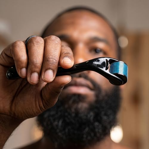 ROSELYNBOUTIQUE Derma Roller for Men & Women - Personal Cosmetic Beauty Tool 0.25mm - Titanium(Black Blue) - Image 4
