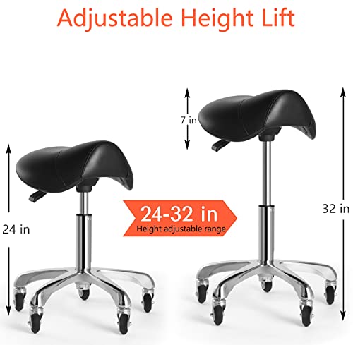 Saddle Stool Chair-Ergonomic Saddle Stoolrolling Spa Salon, Massage, And Medical Office Chair With Swivel Wheels ,Black #TOP2