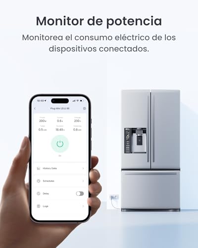 Miniatura 4 de SwitchBot Matter Plug Mini con monitor de energía, control por Wi-Fi y Bluetooth, compatible con Alexa, Google Home y Home Assistant, control por voz y acceso remoto a la aplicación, 16A