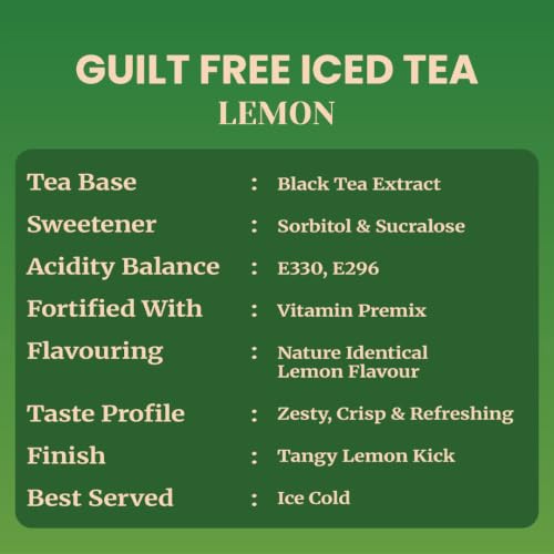 Image of Impulse Coffees Guilt Free Iced Tea Lemon | Iced Tea Powder Drink Mix | Zero Refined Sugar, Low Calorie, Lemon Flavour | 20g x 5 Sachets (100g)