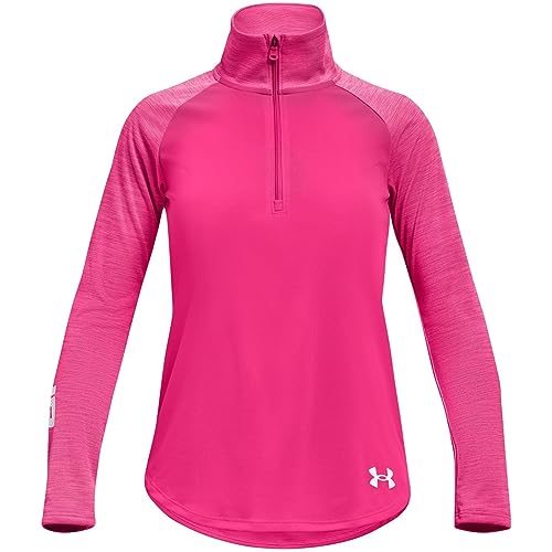 T-shirt Under Armour Girls Tech demi-zip rose vêtement de sport fille Youth Small