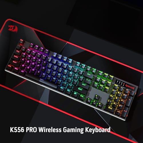 Redragon K556 PRO Upgraded Wireless RGB Gaming Keyboard, BT/2.4Ghz Tri-Mode Aluminum Mechanical Keyboard w/No-Lag Connection, Hot-Swap Linear Quiet Red Switch Redragon K556 PRO Upgraded Wireless RGB Gaming Keyboard, BT/2.4Ghz Tri-Mode Aluminum Mechanical Keyboard w/No-Lag Connection, Hot-Swap Linear Quiet Red Switch