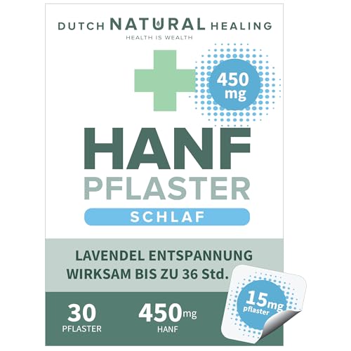 Hanf Schlaf Pflaster - 30 Topische Transdermale Haut-Pflaster - 450mg Bio Hanf - 15mg pro Pflaster - Mit Lavendel - Bis zu 36 Std. Tragezeit - Diskrete Wellness-Pflaster
