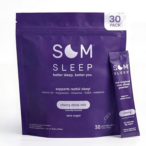 Som Sleep Powder Sleep Aid for Adults Melatonin Magnesium Cherry 30-Pack