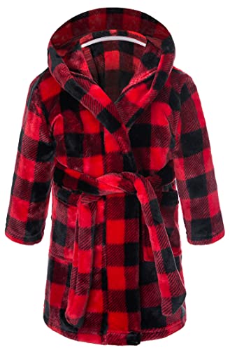 Image of Girls Fleece Hooded Robes Kids Warm Bath Robe for Girls Soft Fuzzy Bathrobe