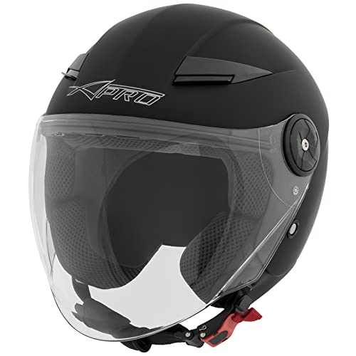 Casco tipo jet de moto con pantalla transparente y acabado mate 2