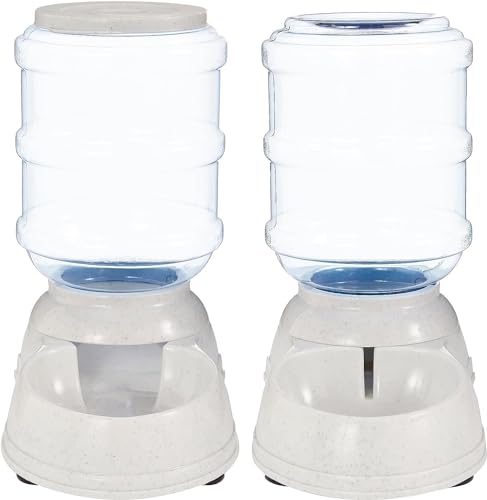 ベーシック ペット用 自動給餌・給水器セット 餌・水飲み器 重力式 Sサイズ 小 各4L グレー