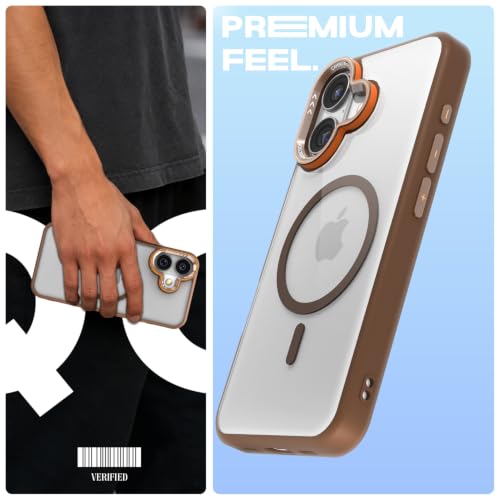 Image of Pikkme Back Cover for iPhone 17 | Shockproof | Mag-Safe Compatible | Hard Transparent Back | Premium Raised Camera Protection | Bumper Case (Brown Mag-Safe)