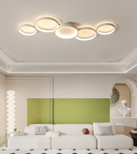 Lustre de plafond LED moderne blanc rond et multifonctionnel télécommandé - 3