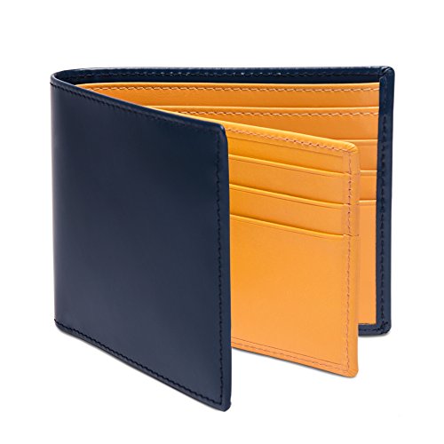 Ettinger Men's Bridle Hide Collection Cowhide Leather Bifold Wallet, 12 Card Slots, Petrol Blue #TOP5