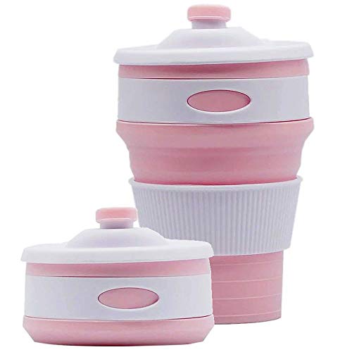 Copo de Silicone Retrátil Reutilizável c/Tampa Rosa CBRN12527