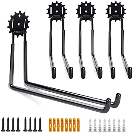 Vehookin Garage Large Hooks 8.77 inch, Heavy Duty Steel Tool Wall Storage Hooks with Anti-Slip Coating Organizer, Utility Wall Mount Holder for Bike, Ladder, Yard and Garden Hanger Gear 4 Pack
