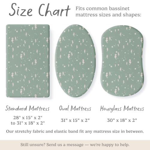 Image of Baby Bassinet Sheets for Boy, Girl (Ocean Odyssey) 2-Pack - Fitted Bedside Bassinet Sheets - Buttery Soft Cotton Blend for Standard Mattress Pad - Compatible with Halo BassiNest