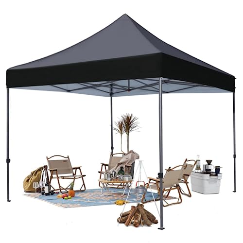 10×10 ft Pop Up Canopy Tent, Instant Folding Portable Shelter Gazebo for Outdoor Party, Event, Wedding & Camping | Easy Installation Lawn & Garden Outdoor Canopy Tent (Black)
