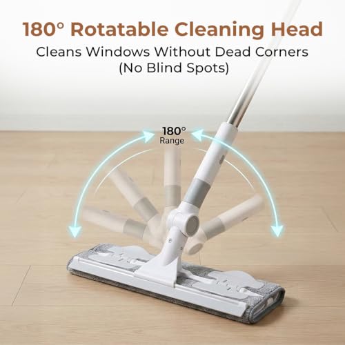 Image of HomeEssentials Multi-Surface Microfiber Mop - 180 Swivel Head for Deep Under-Furniture Cleaning - Extendable Wall & Baseboard Cleaner with Reusable Pads - Lightweight Retractable Mop for Home