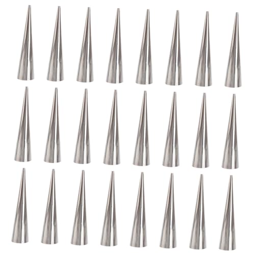 Garneck Stainless Steel Big Croissant Spiral Molds 24pcs Set Conical Tube Molds for Baking