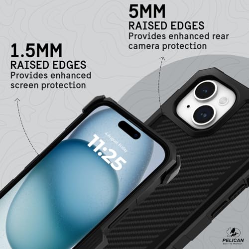 Image of Pelican Shield Series - iPhone 13 /14 Case 6.1 inch [Compatible with MagSafe] [21ft Military Grade Drop Protection] Rugged, Magnetic Charging Phone Case Cover with Belt Clip Holster Kickstand - Black