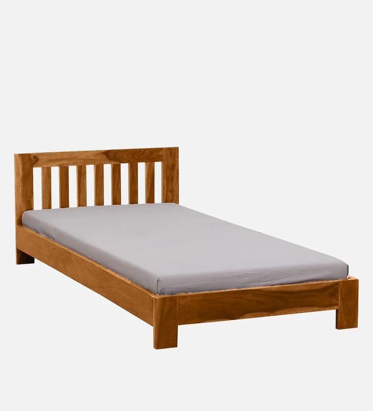 Image of BM WOOD FURNITURE Single Sheesham Wood Bed for Bedroom with 2 Years Warranty | Office Furniture | Living Room Cot | Daybed | Traditional Beds | Solid Wooden | Bedroom Furniture |Natural Finish