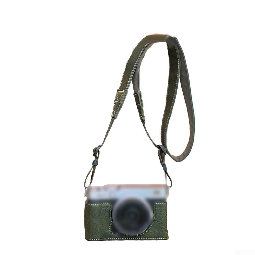 Étui Fuji X-E5 vert demi-étui de protection compact en cuir PU