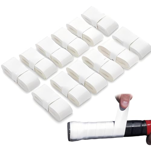 Overgrip Tenis, GODREAM Pacote com 12 Peças Grip Raquete de Tenis, Ideal Grip para Beach Tennis, Tênis e Padel, Absorventes de Suor e Antiderrapantes (Branco)