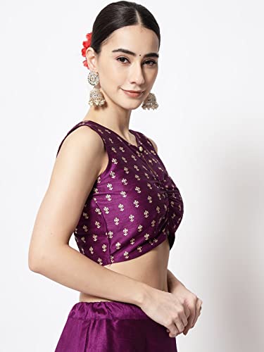Image of studio rasa Women's Dupion Hand Block Printed Readymade Top for Festive Wedding Party
