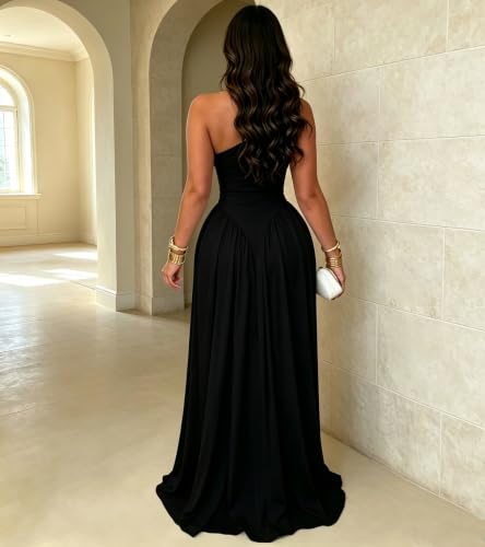 Image of PORRCEY Women's Sexy Rhinestone Mesh See Through Party Night Prom Dress