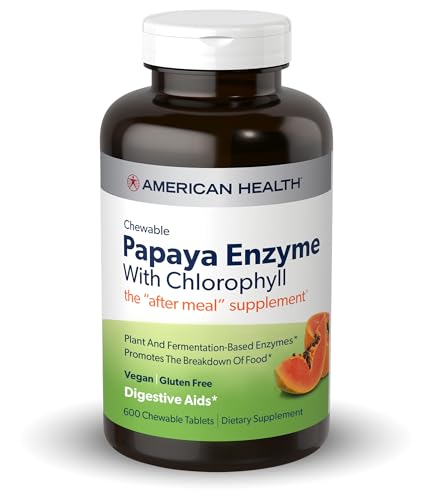American Health Chewable Papaya Enzyme with Chlorophyll 600 Chwbls