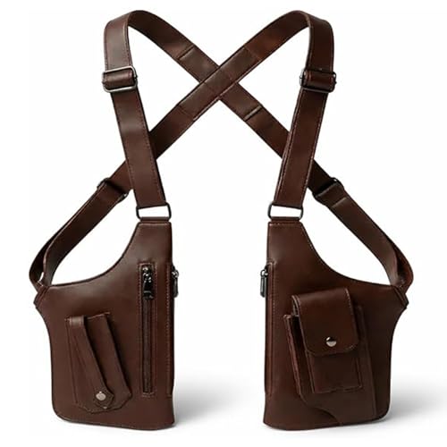 Shoulder Bag Anti-Theft Hidden Strap Premium Leather Adjustable Underarm Shoulder Bag for Men & Women Satchel (Brown)