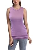SUMONA Women Tank Tops Round Neck Sleeveless Basic Ribbed Summer Cami Top Casual Shirts (XL, Lilac)