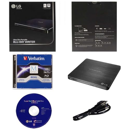 Image of LG 6X WP50NB40 Ultra Slim Portable Black Blu-ray Burner with USB 2.0, 100GB BDXL Disc and Cyberlink Burning Software