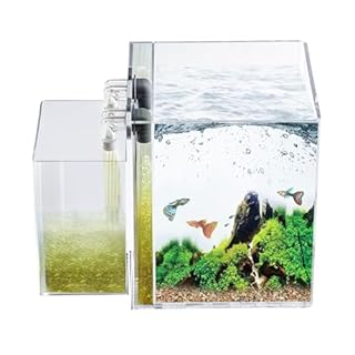 NoClean Aquariums 3-Gallon Self-Cleaning Fish Tank – Easy Maintenance Aquarium Kit with Lid & Waterfall Basin, Fast Debris Removal System
