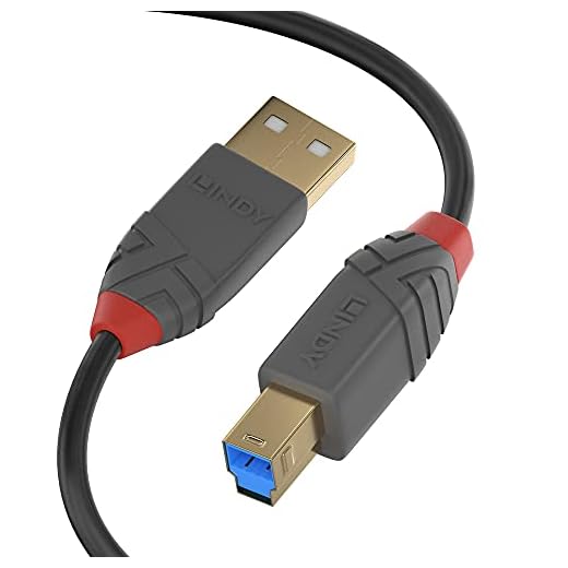 LINDY 36743 USB 3.0 typ A till B-kabel, Anthra Line - svart, 3 m