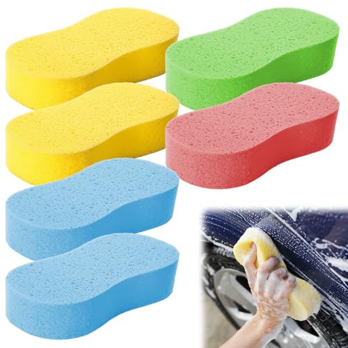 6 Pièces Éponges de Lavage Voiture, Grosse Eponge, Eponge Voiture Lavage Exterieur pour Nettoyage de Voiture Lavage Vitres Cuisine, Entretien de Voiture