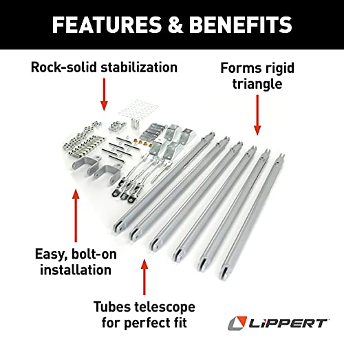 JT's Strong Arm Fifth-Wheel Jack Stabilizer Kit, Bolt-On Installation, Universal Compatibility, Telescoping Tubes, Eliminates Chassis Movement - 191023 by Lippert Components - Image 2
