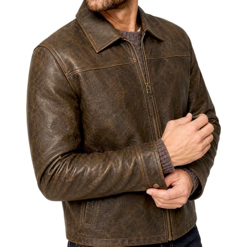 Image of Isaac & David Chicago Men's New Black /Brown Lambskin Leather Classic Open Bottom Jacket Motorcycle Vintage Racing Jacket