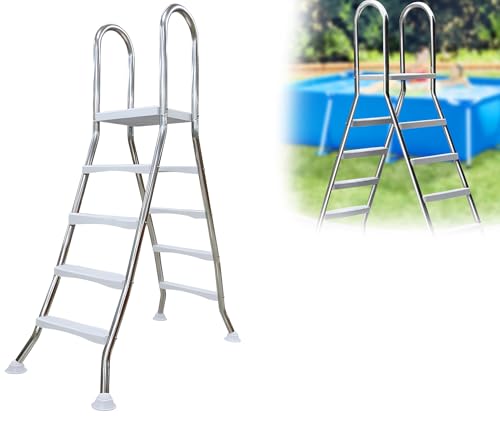 AIBOTY por Encima de Escalera de Piscina de Tierra, Escaleras de Piscina de Doble Cara de Acero Escalera de Piscina por Encima del Suelo, Escaleras para Piscinas Elevadas, Carga 250kg