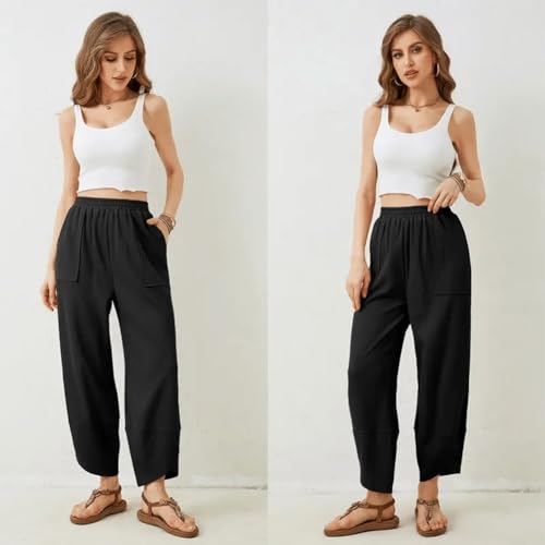 Womens Baggy Wide Leg Pants Casual Elastic Waisted Palazzo Harem with Pockets Sweatpants Women's Loose Wide-Leg Bottom2