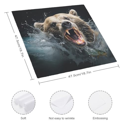Servilletas de Tela Bear Holding Fish 18.7x18.7 Pulgadas miniatura 2