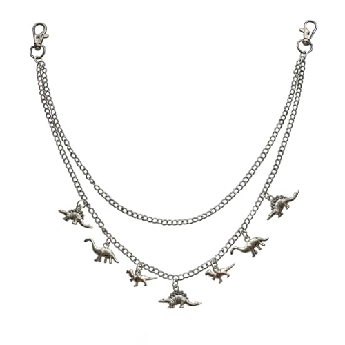 Punk Dinosaur Charm Pant Chain Quirky Stegosaurus Pendant Jeans Accessories Hip Hop Layered Belt Chains Wallet Chain Bags DIY Jewelry Pocket Chain